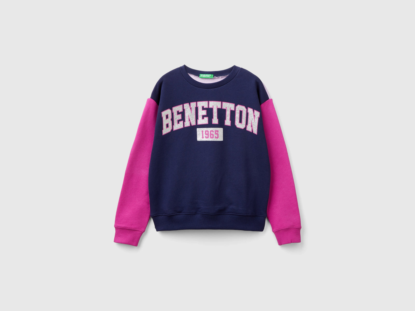 Felpa 100% cotone con logo glitter da bambina multi-color | Benetton Outlet