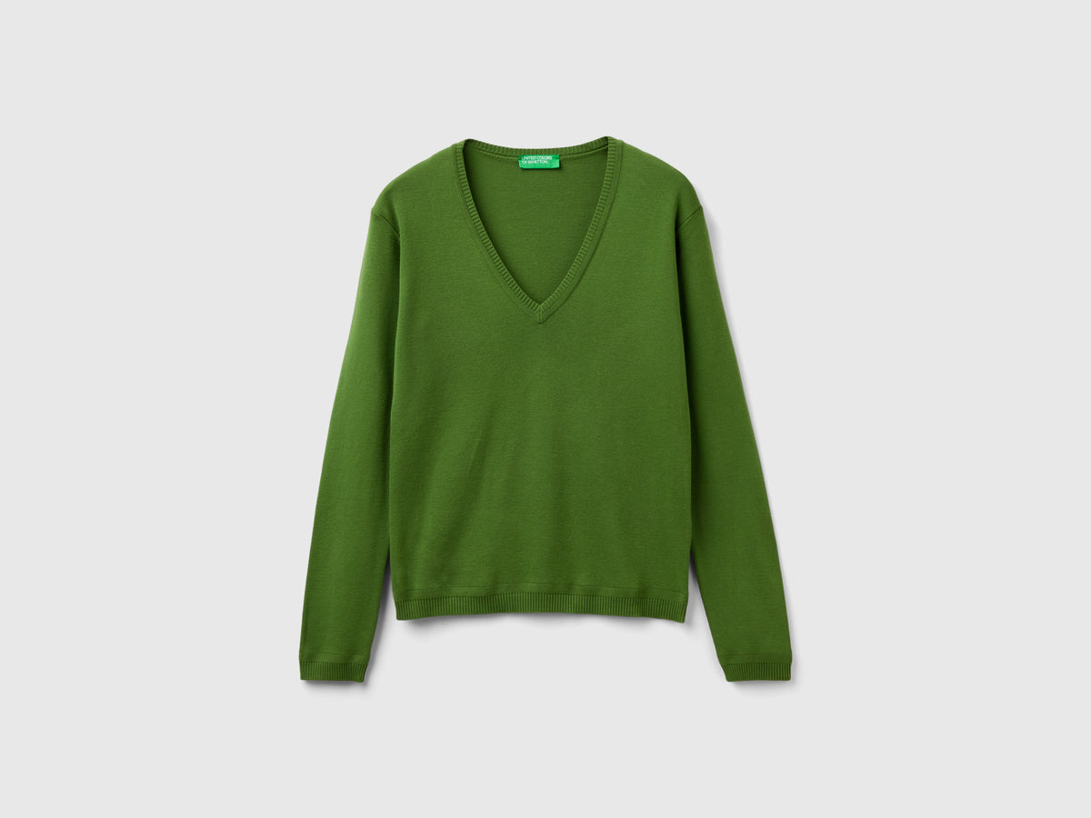Maglia in puro cotone con scollo a V