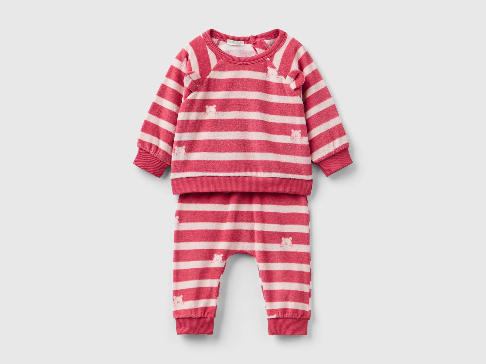 Completino in ciniglia da neonato rosa | Benetton Outlet