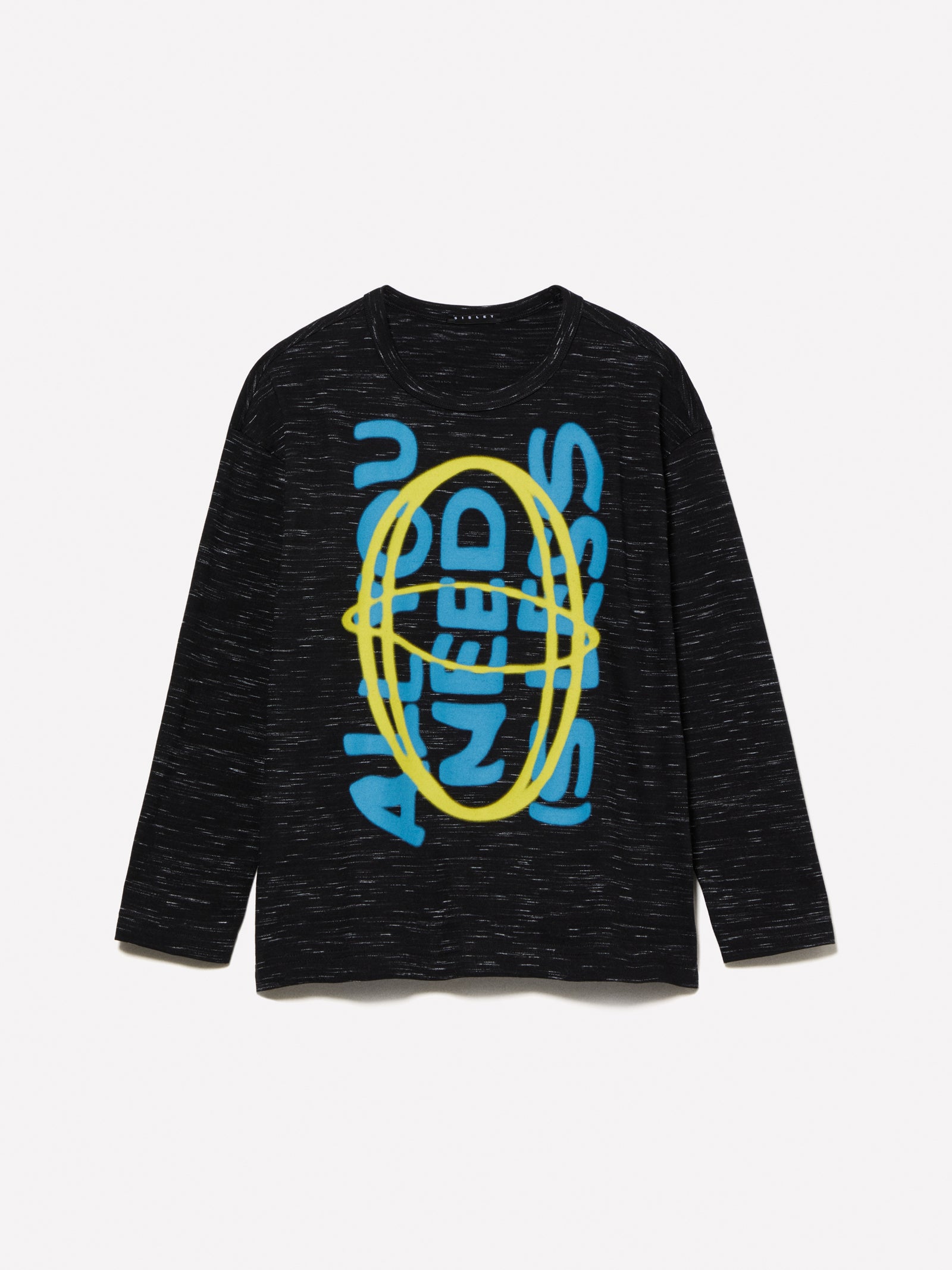 T-shirt fiammata con stampa effetto graffiti da bambino nero | Sisley young Outlet