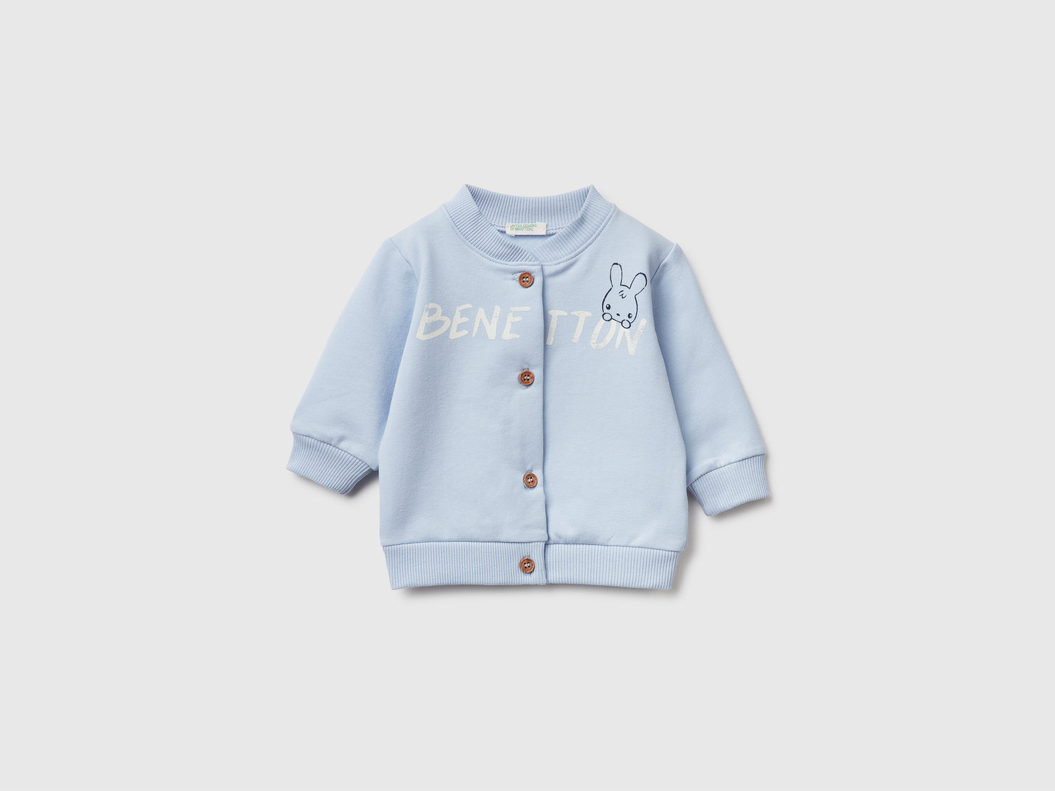 Calda felpa con stampa logo da neonato celeste | Benetton Outlet