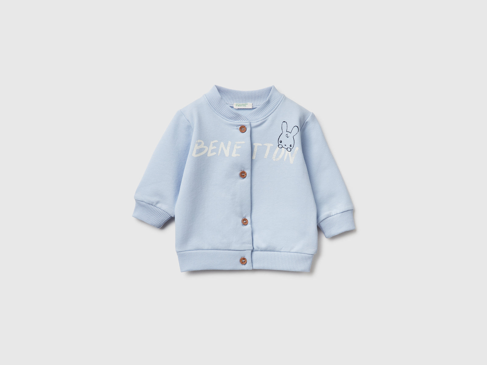 Calda felpa con stampa logo da neonato celeste | Benetton Outlet