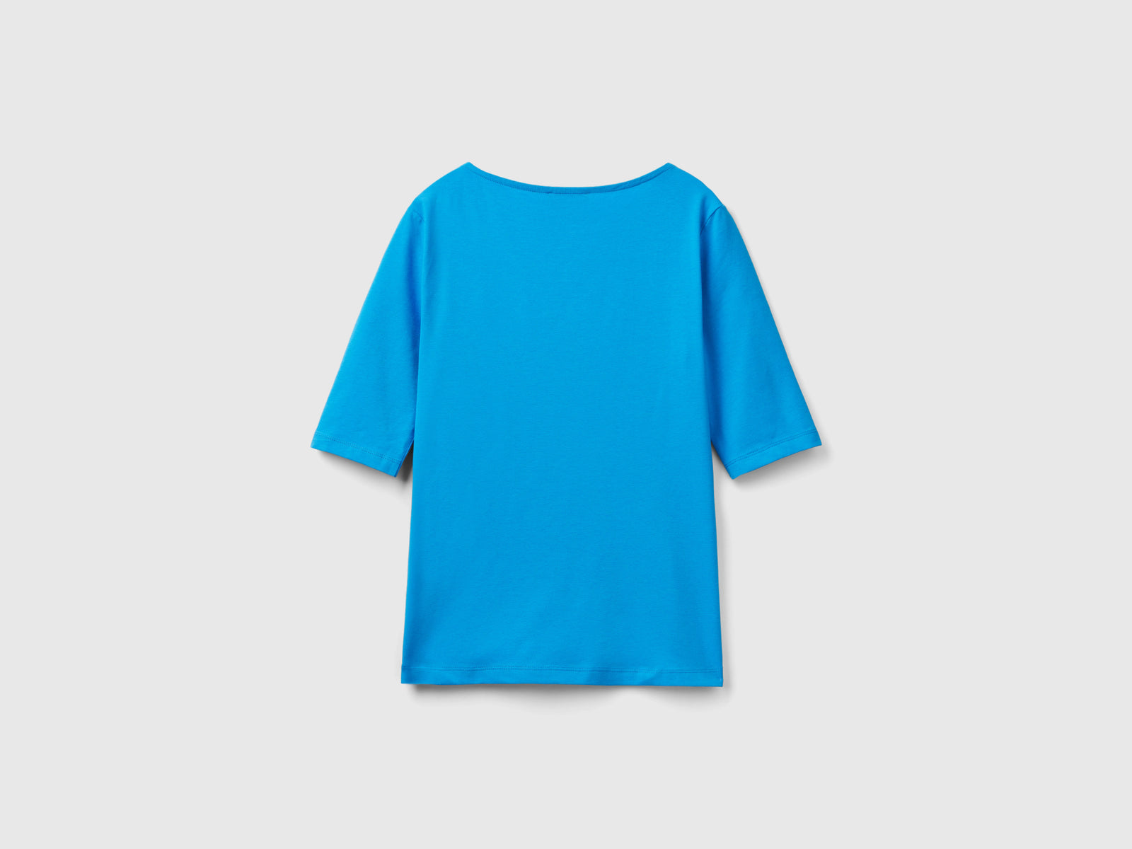 T-shirt aderente in cotone stretch da donna blu 2 | Benetton Outlet