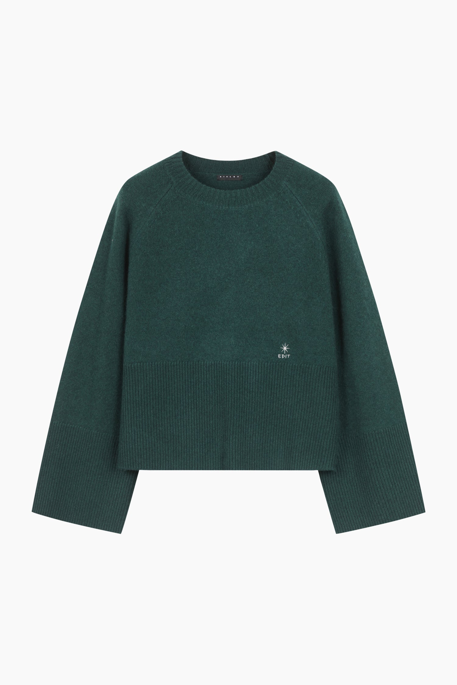 Maglia girocollo da donna verde scuro | Sisley Outlet