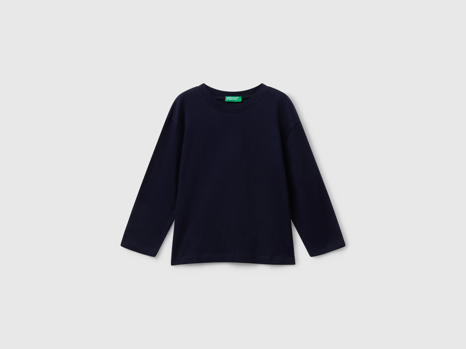 Maglietta manica lunga con stampa da bimbo blu scuro | Benetton Outlet