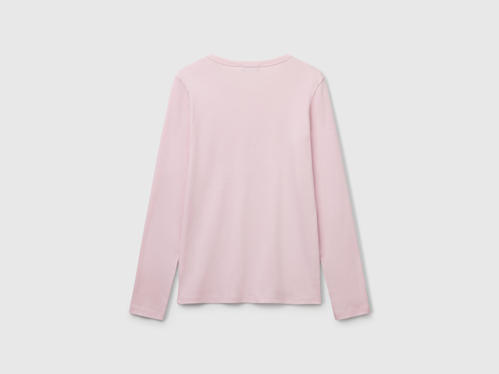 T-shirt a manica lunga 100% cotone da donna rosa tenue 2 | Benetton Outlet