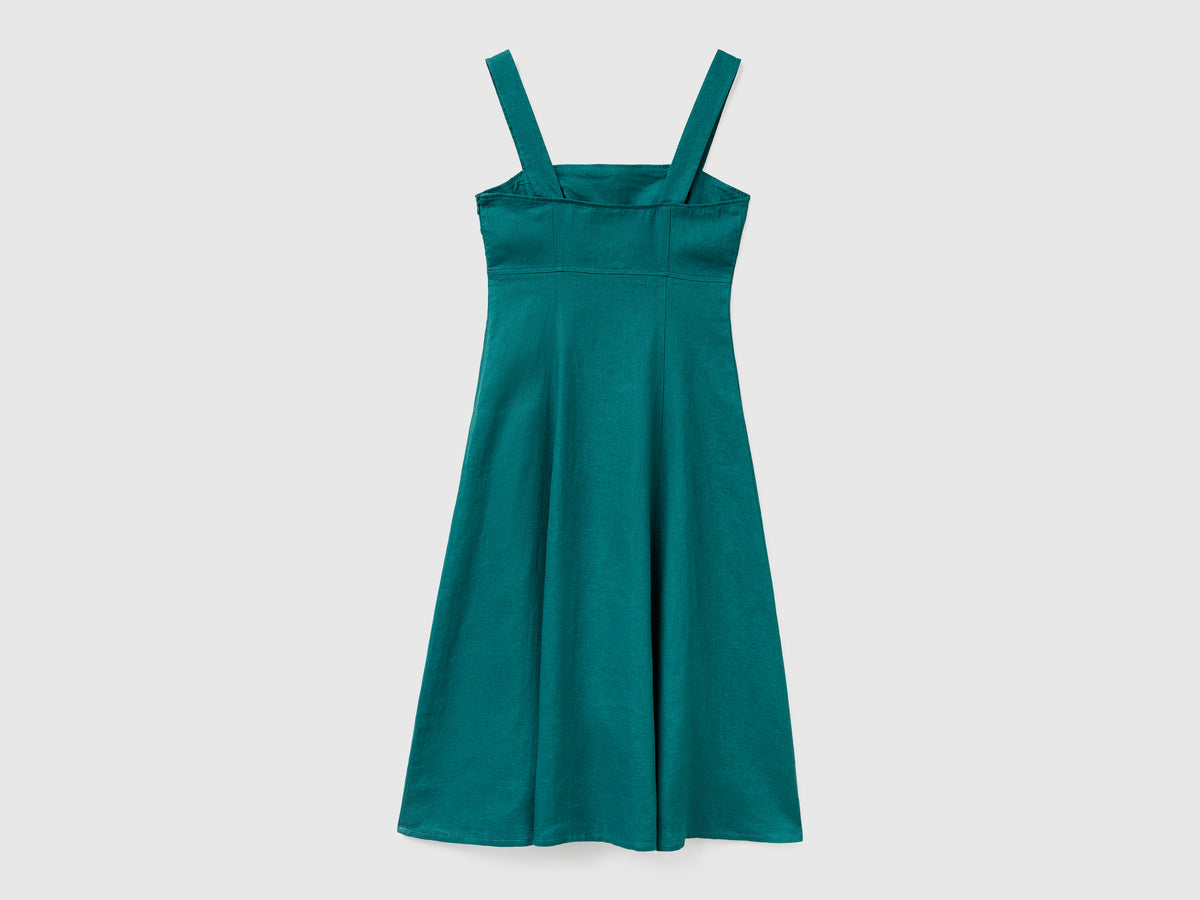 Vestito scollo quadrato in puro lino