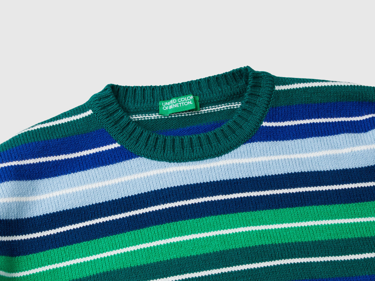 Maglia a righe in misto cotone e lana