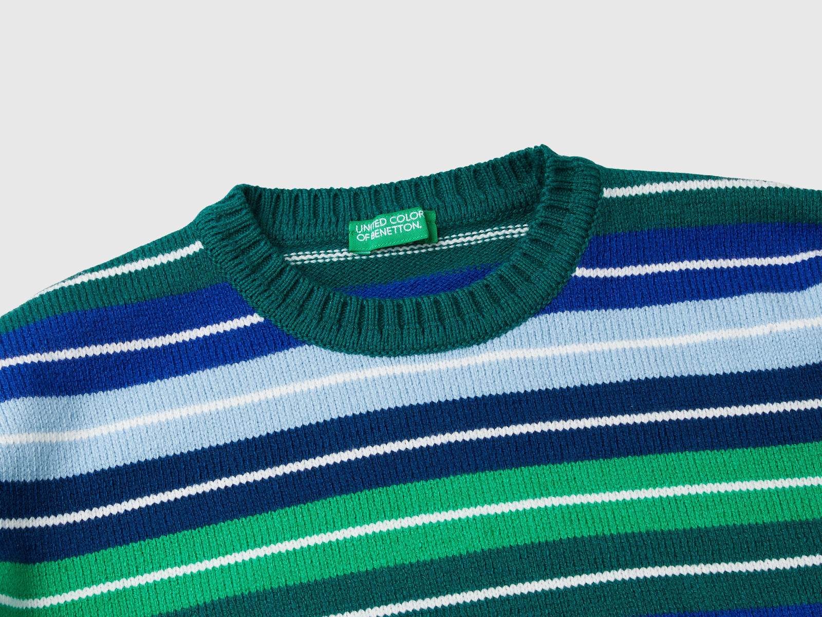 Maglia a righe in misto cotone e lana da bambino verde scuro 3 | Benetton Outlet