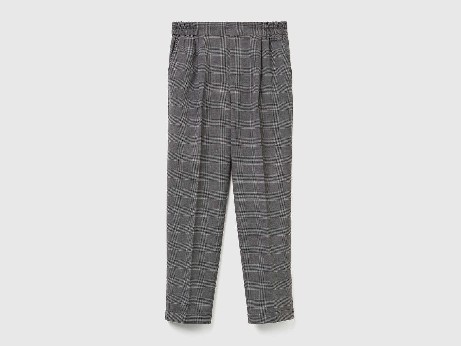 Pantaloni pied de poule in flanella da donna grigio | Benetton Outlet