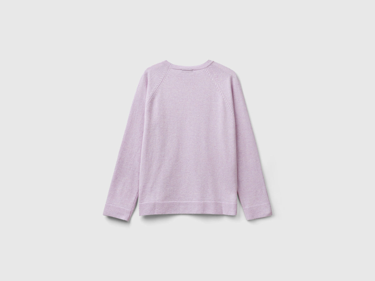 Maglia girocollo chiaro in misto lana e cashmere