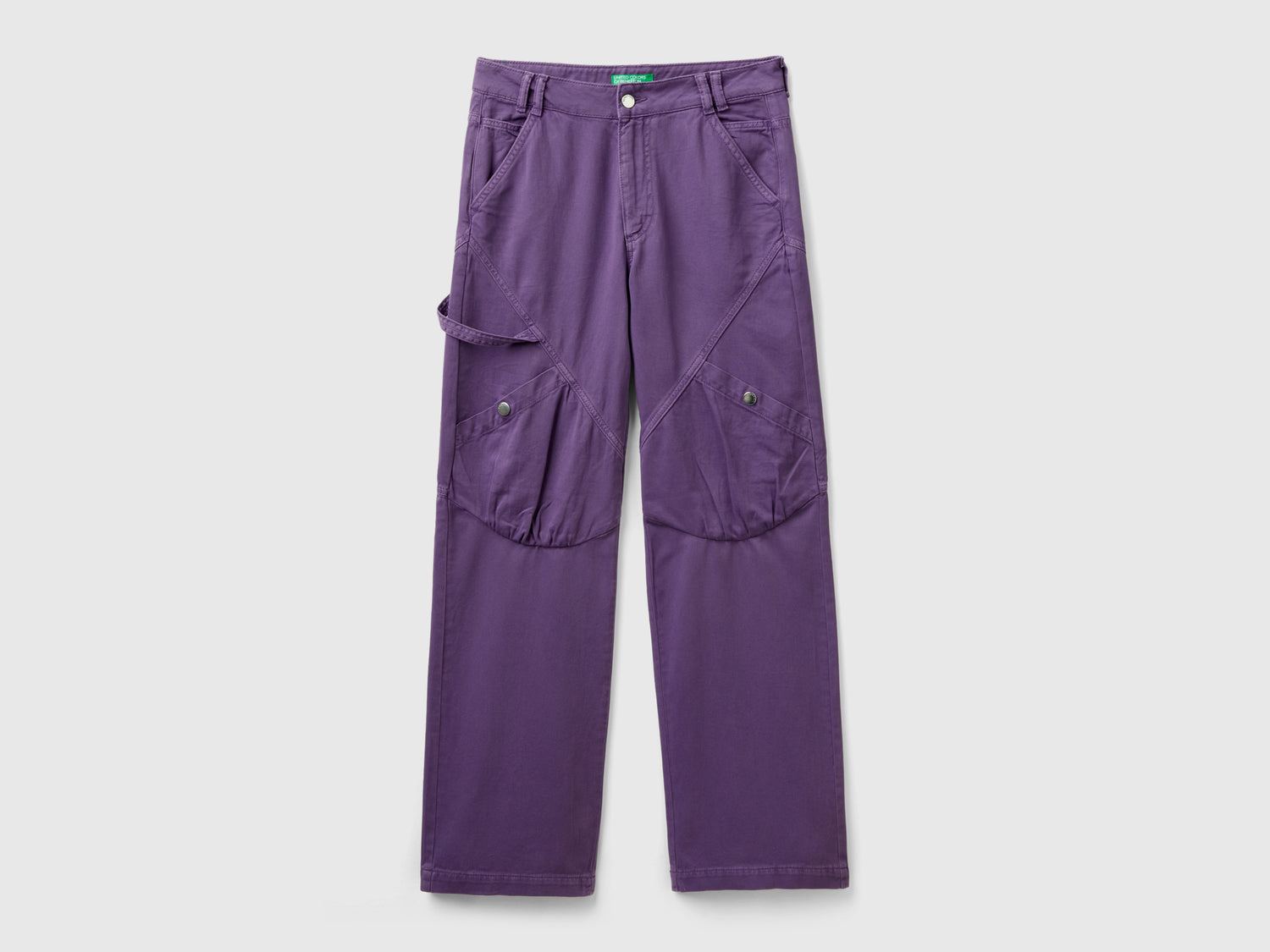 Pantaloni cargo in cotone da donna lilla | Benetton Outlet