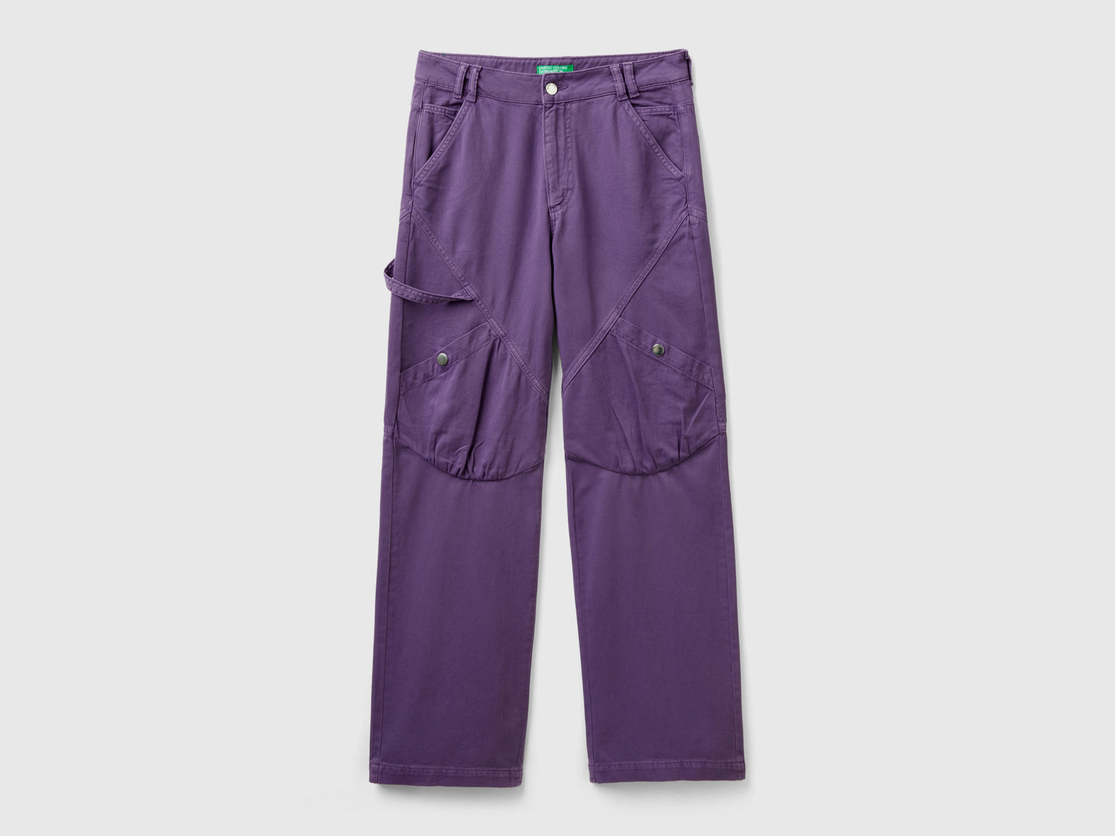 Pantaloni cargo in cotone da donna lilla | Benetton Outlet