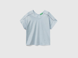 T-shirt in puro cotone con scollo a V davanti e dietro