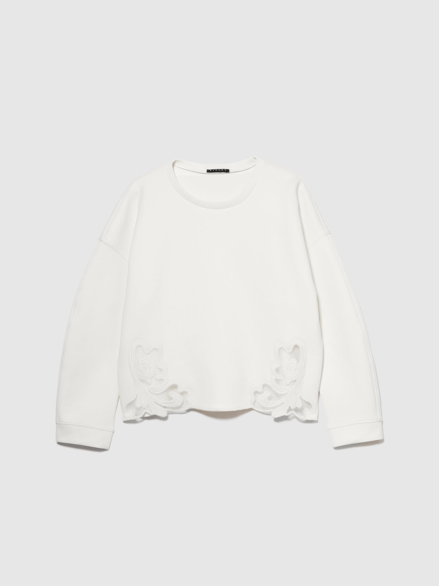 Felpa con ricami da donna bianco panna | Sisley Outlet