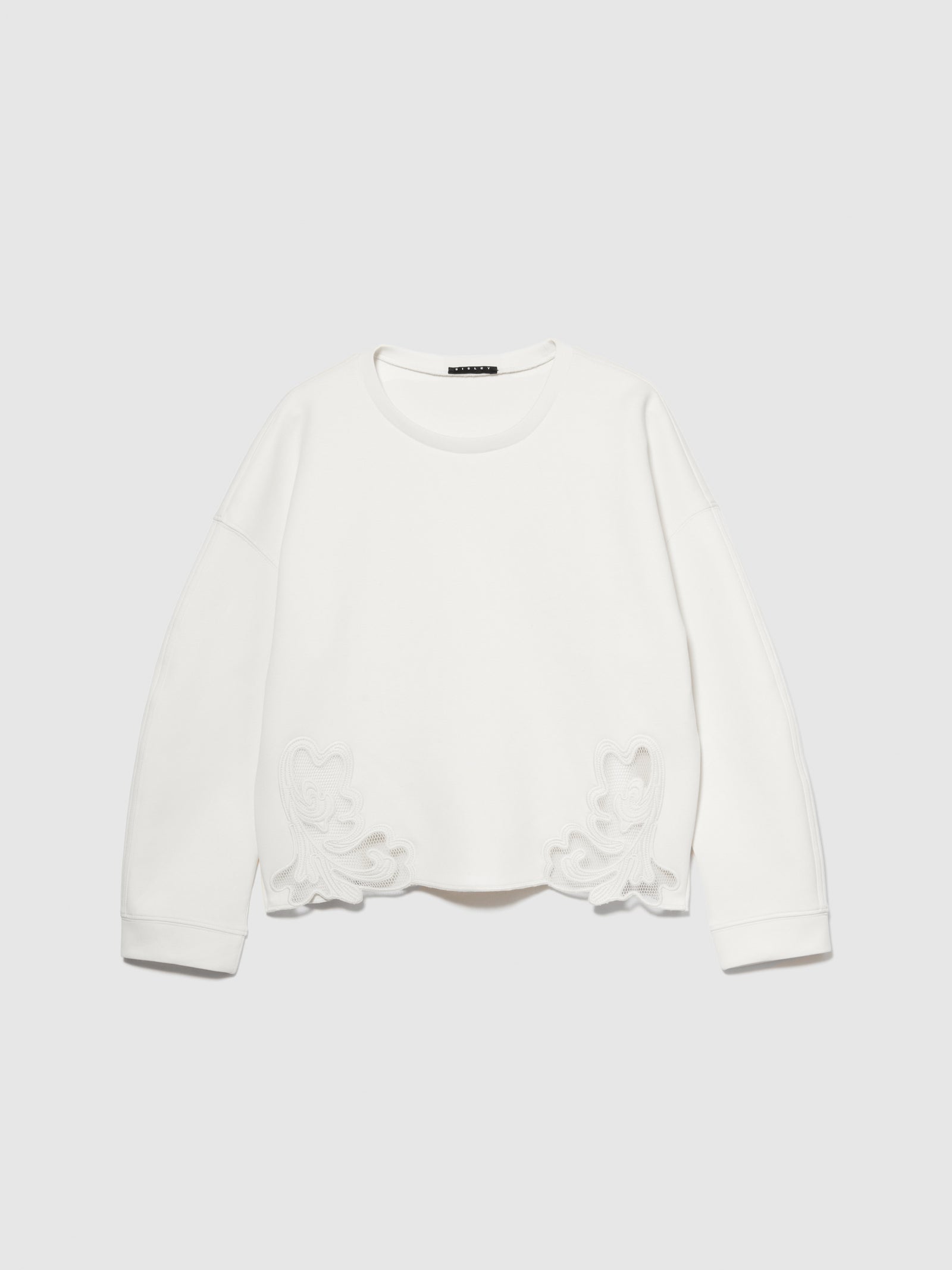 Felpa con ricami da donna bianco panna | Sisley Outlet