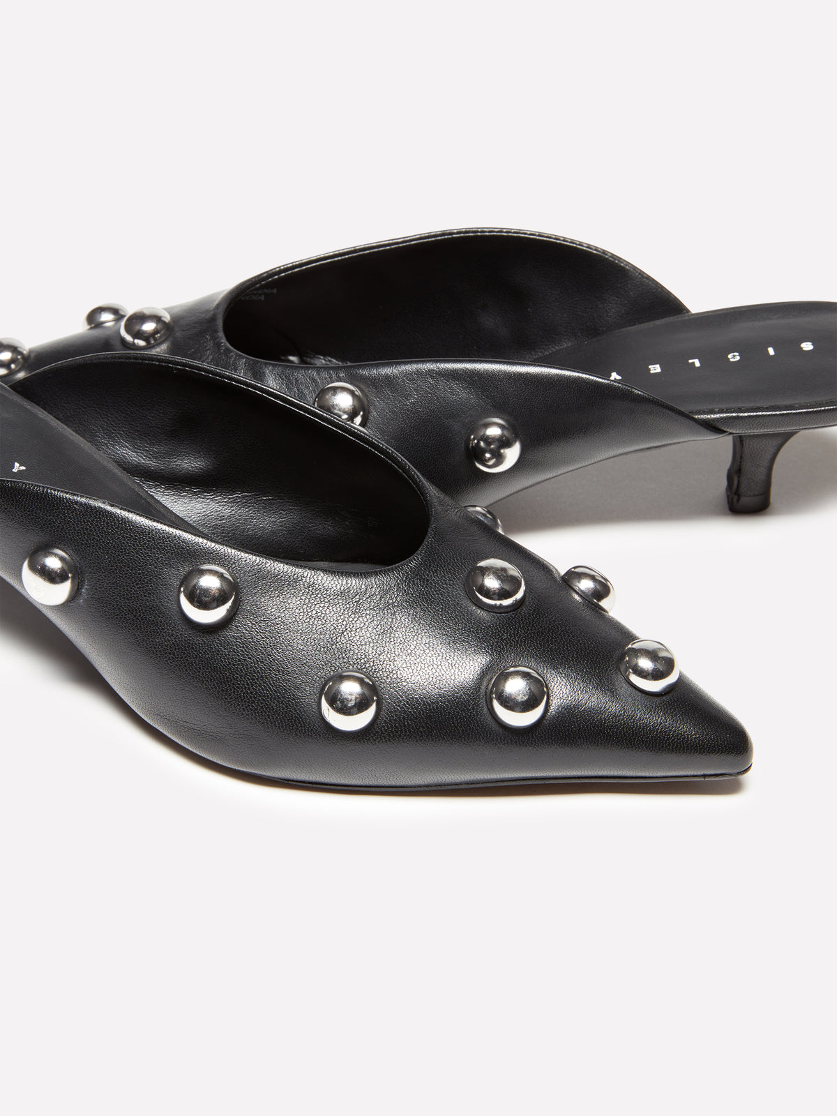 Mules 100% pelle con cabochon