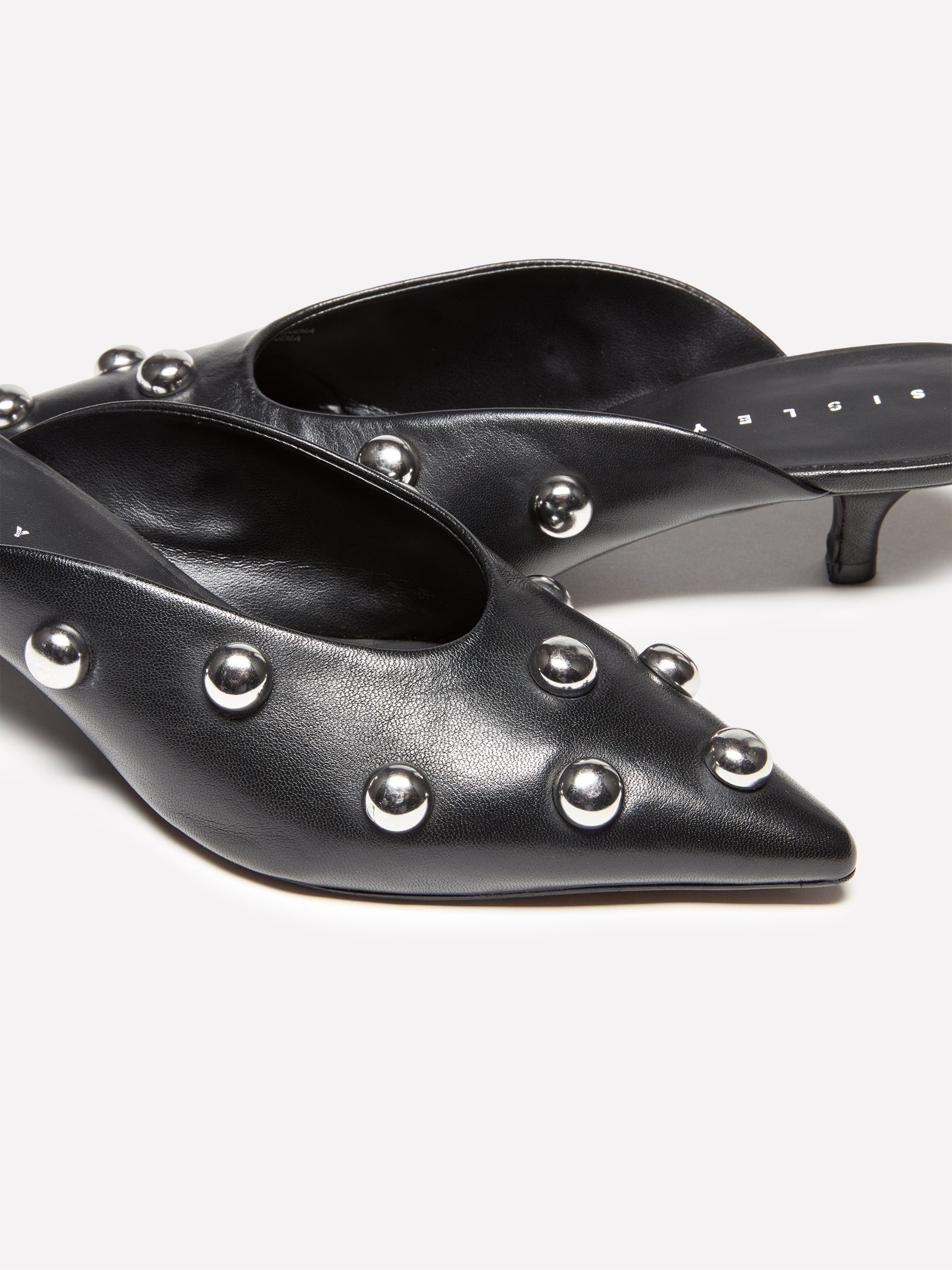 Mules 100% pelle con cabochon da donna nero 3 | Sisley Outlet