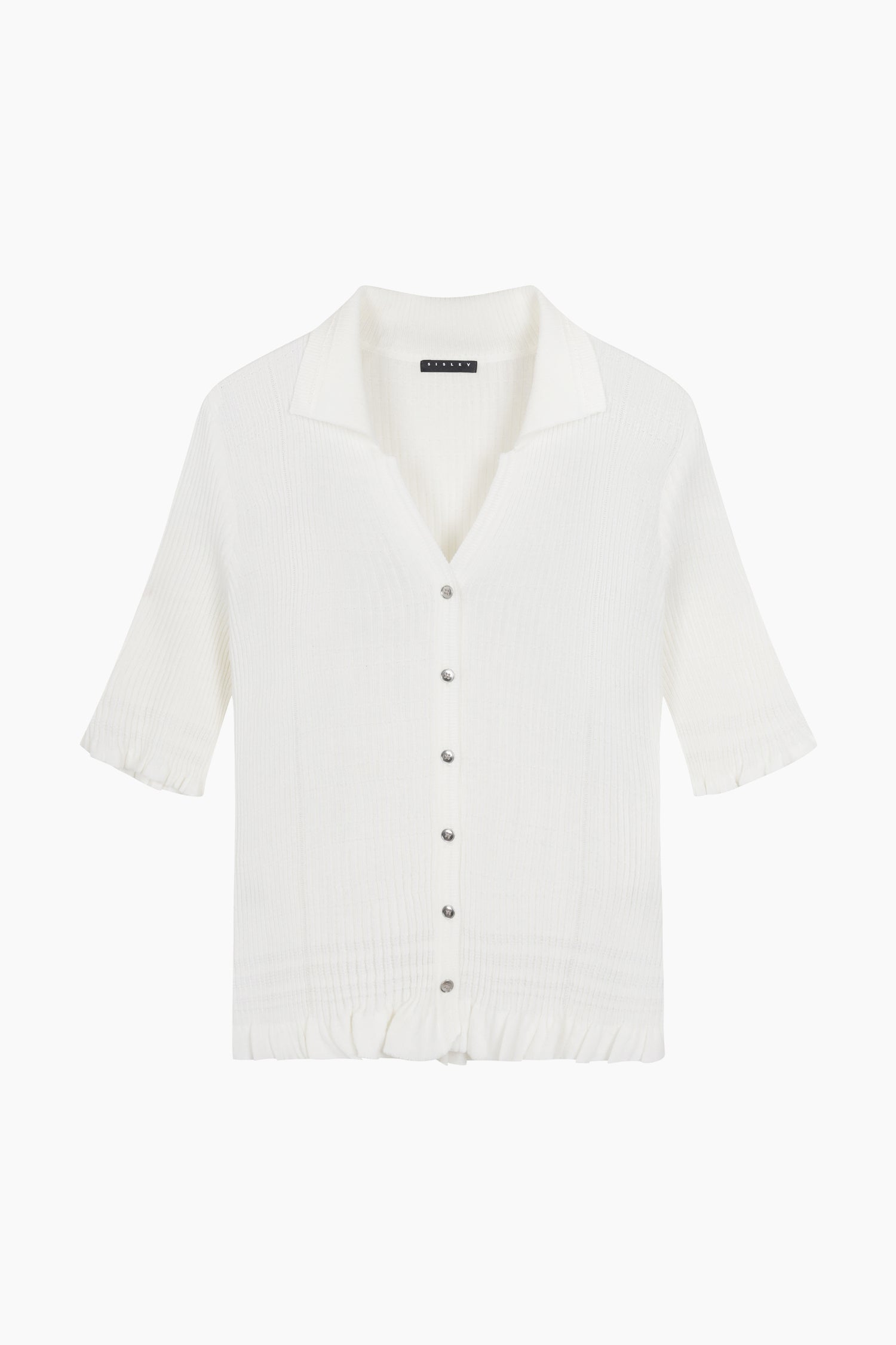 Polo crema con bottoncini da donna bianco panna | Sisley Outlet