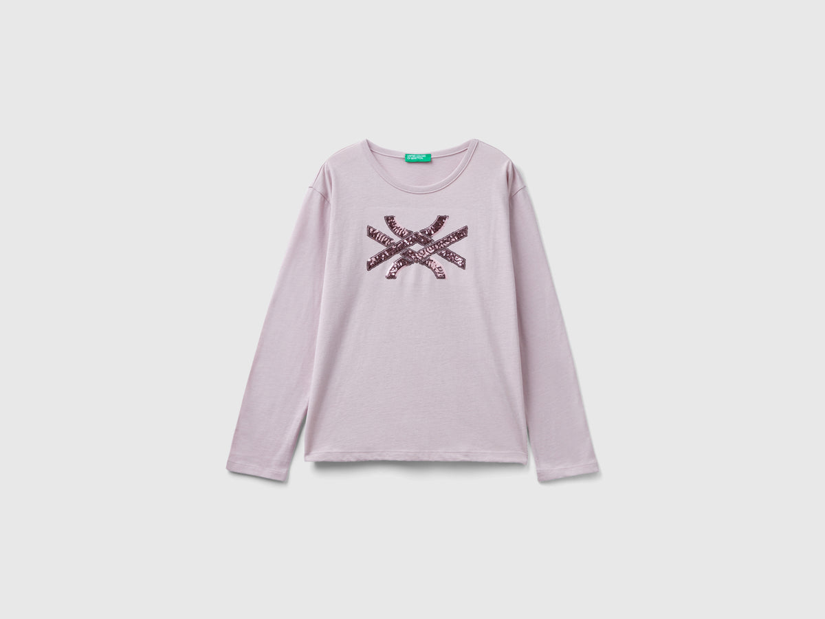 T-shirt in caldo cotone bio con paillettes