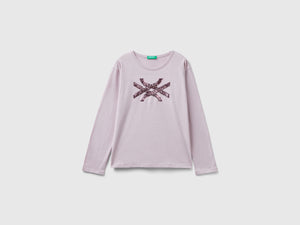 T-shirt in caldo cotone bio con paillettes