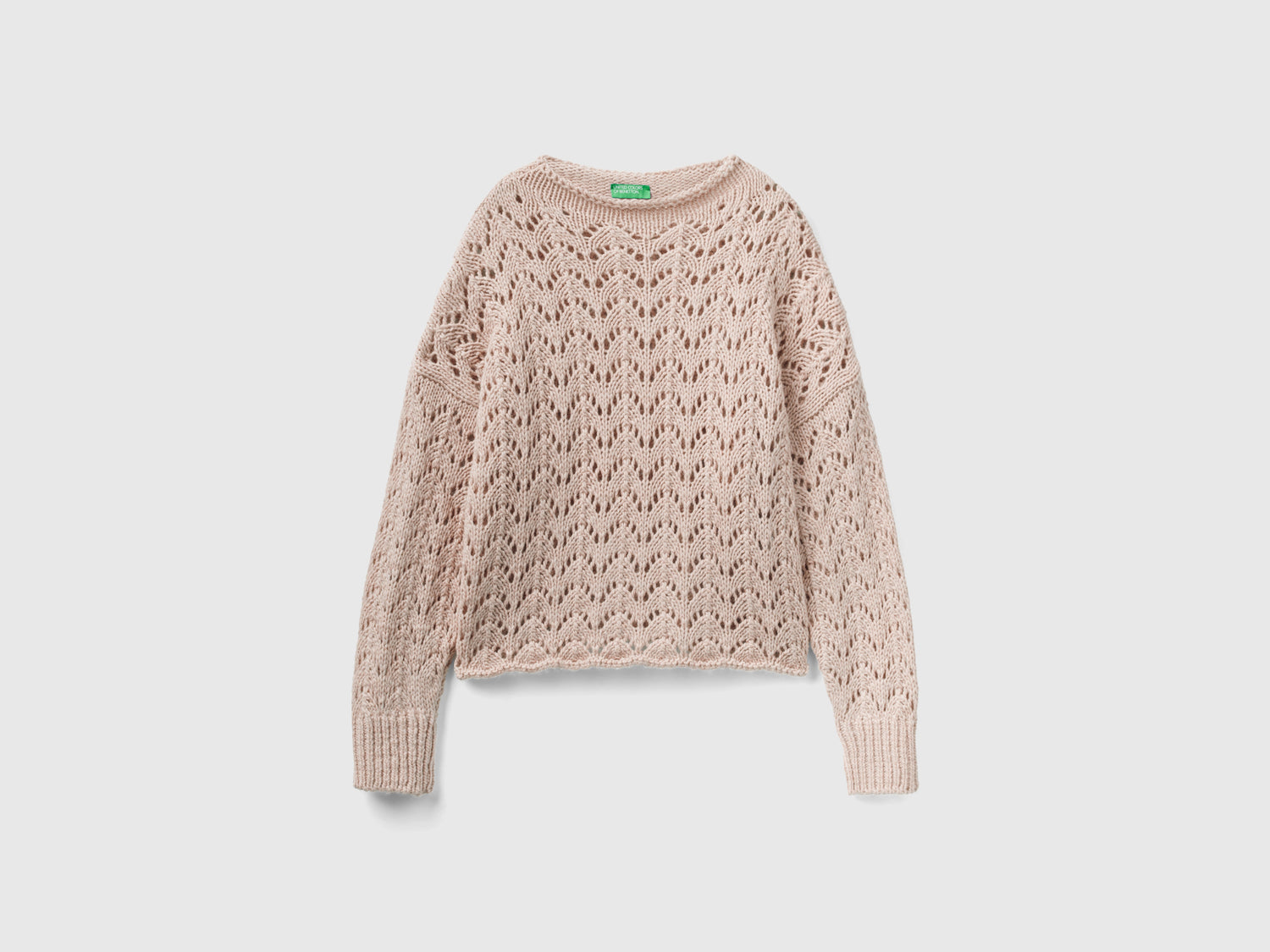 Maglia effetto uncinetto da donna rosa tenue | Benetton Outlet
