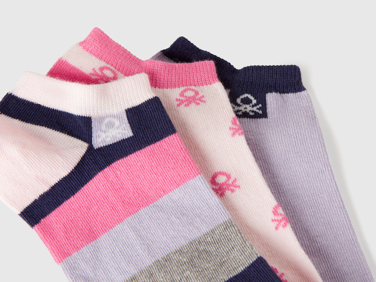 Tre paia di calzini in misto cotone stretch