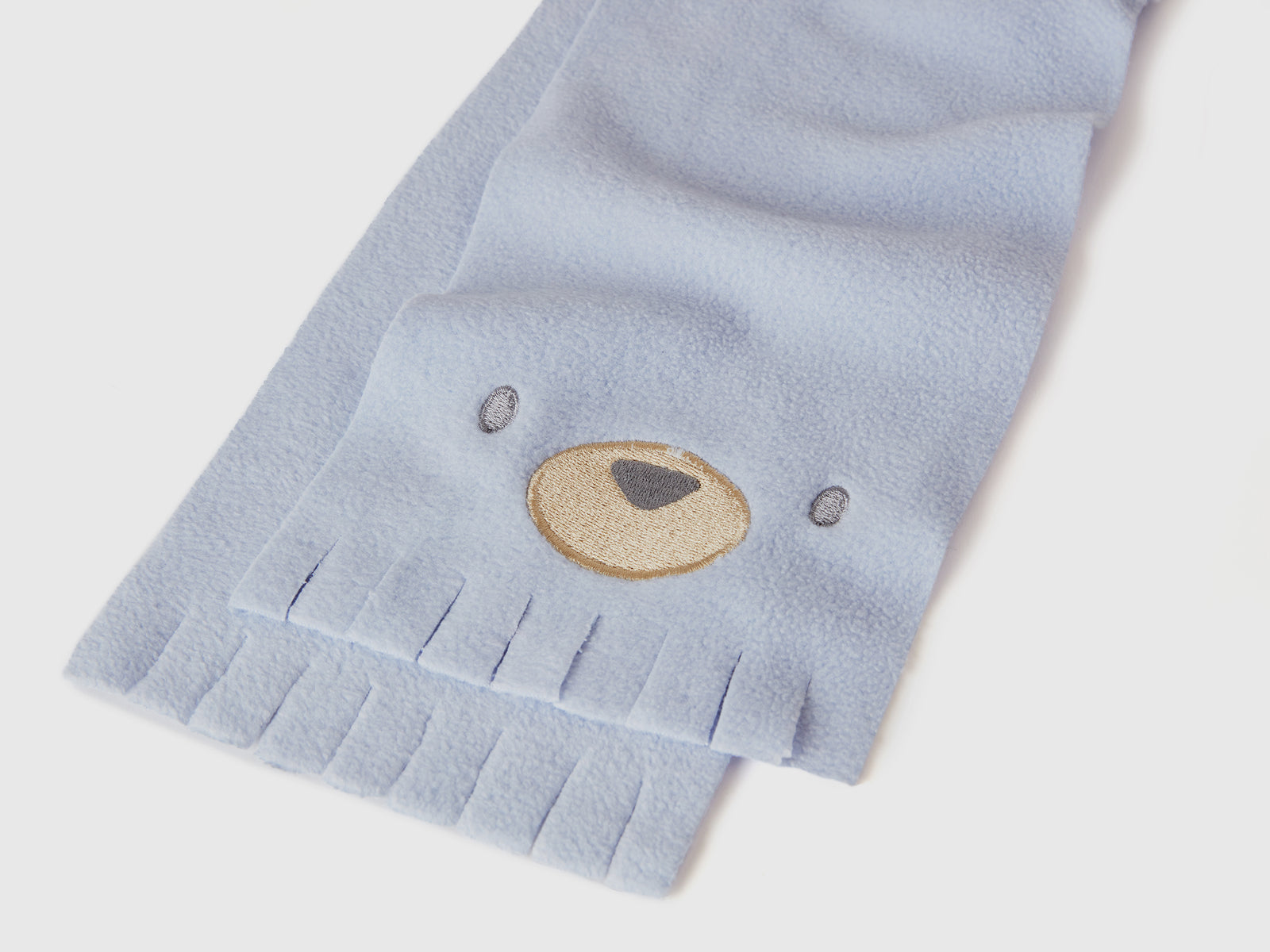 Sciarpa in pile con ricamo animaletto da neonato celeste 3 | Benetton Outlet