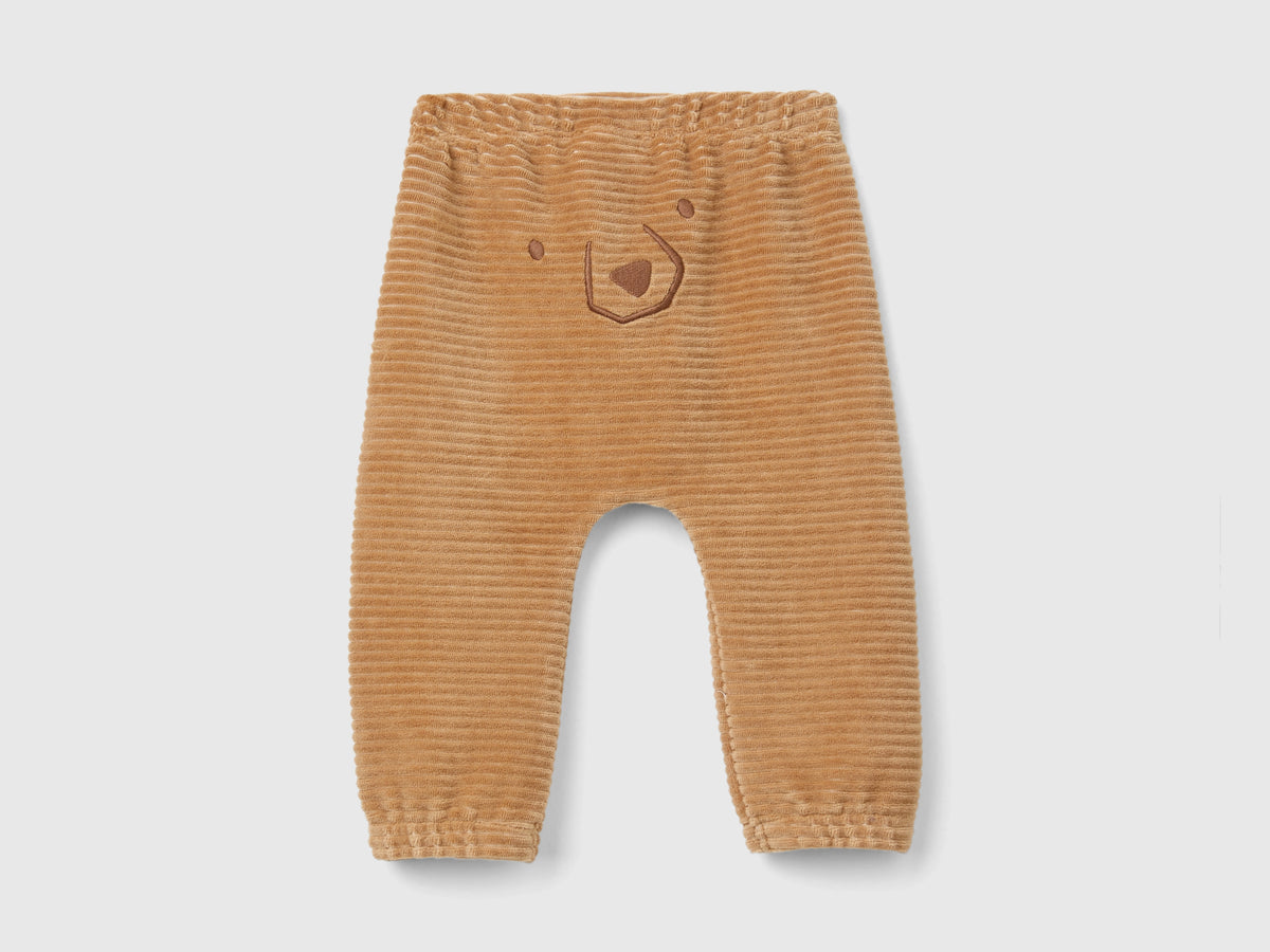 Pantaloni in ciniglia con ricamo