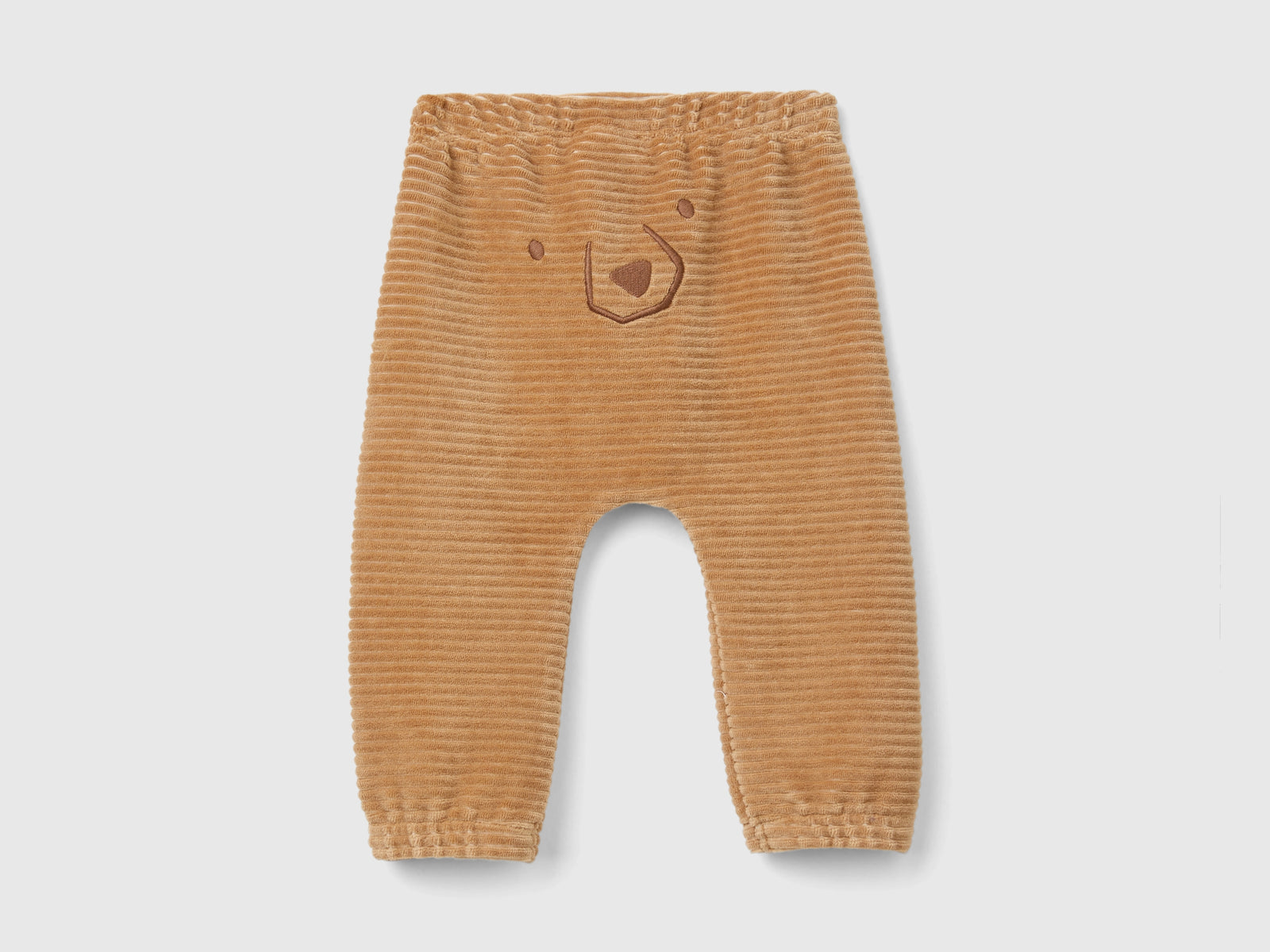 Pantaloni in ciniglia con ricamo da neonato cammello 2 | Benetton Outlet