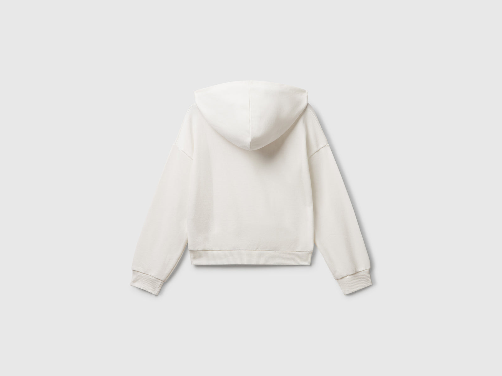 Felpa con stampa e cappuccio da bambina bianco panna 2 | Benetton Outlet