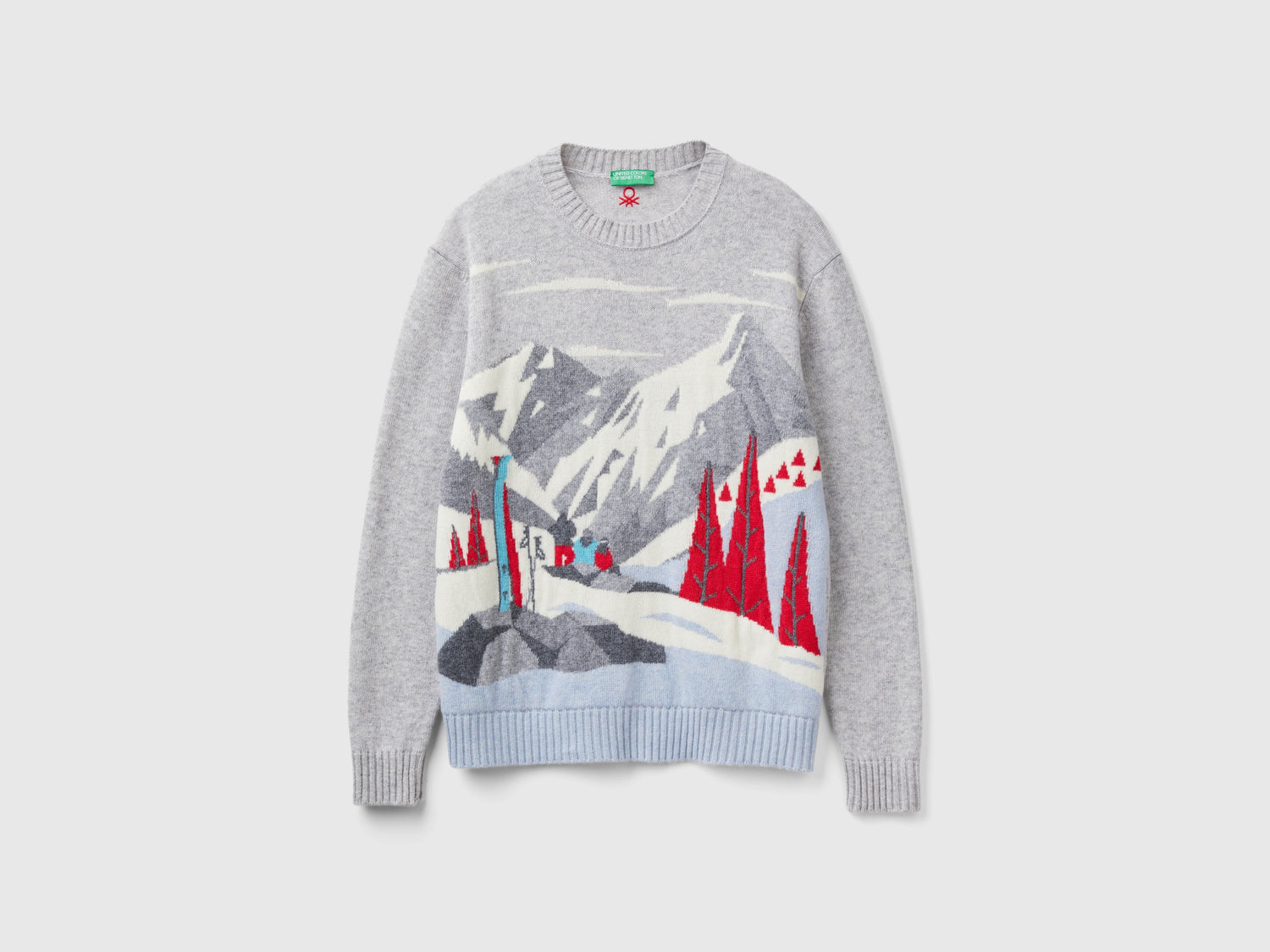 Maglione con grafica sci da uomo grigio | Benetton Outlet