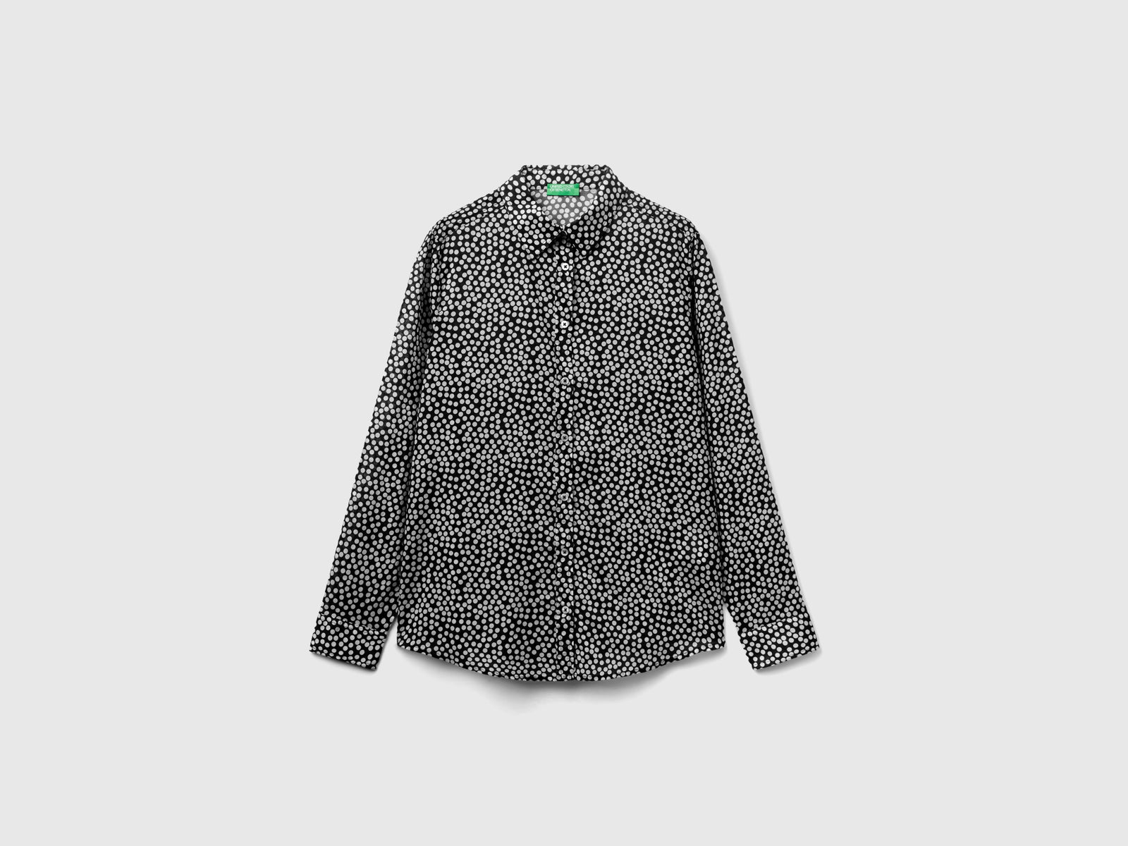 Camicia a pois da donna nero | Benetton Outlet