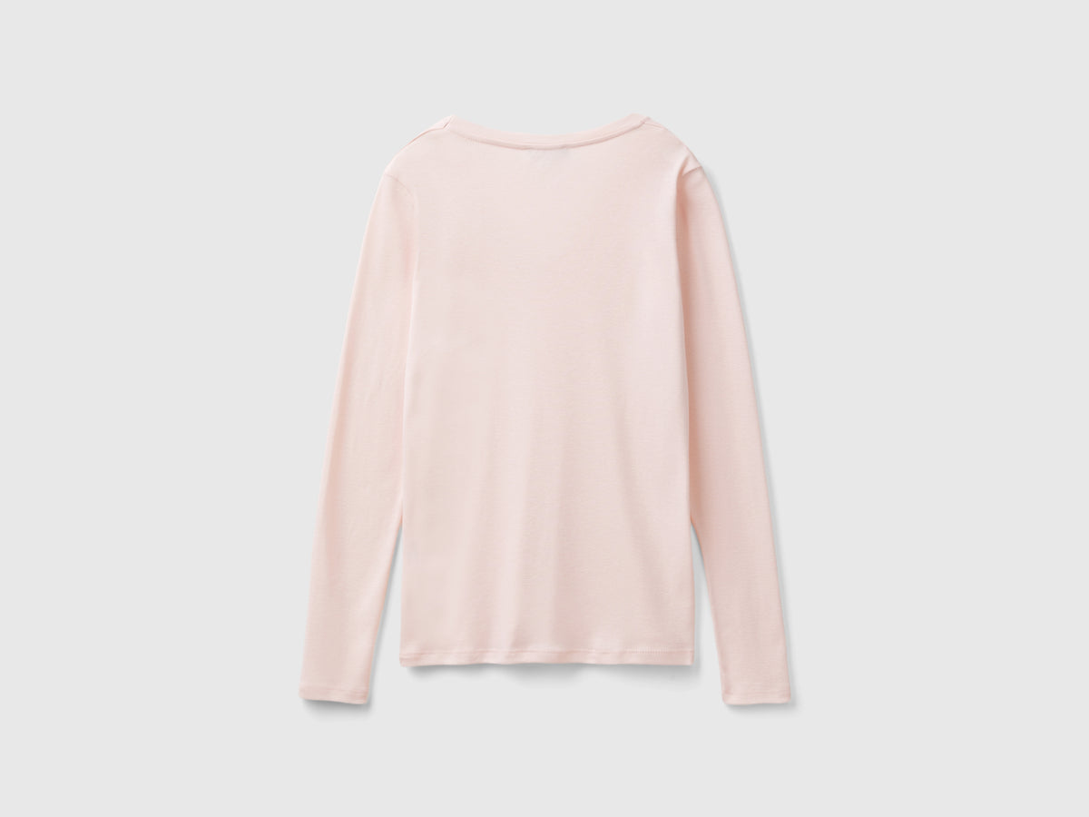 T-shirt a manica lunga con scollo a V