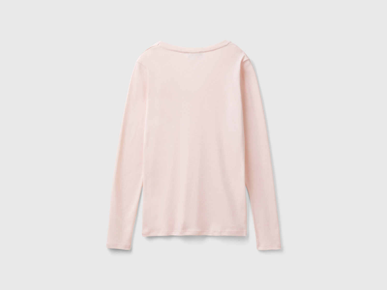 T-shirt a manica lunga con scollo a V da donna rosa pastello 2 | Benetton Outlet