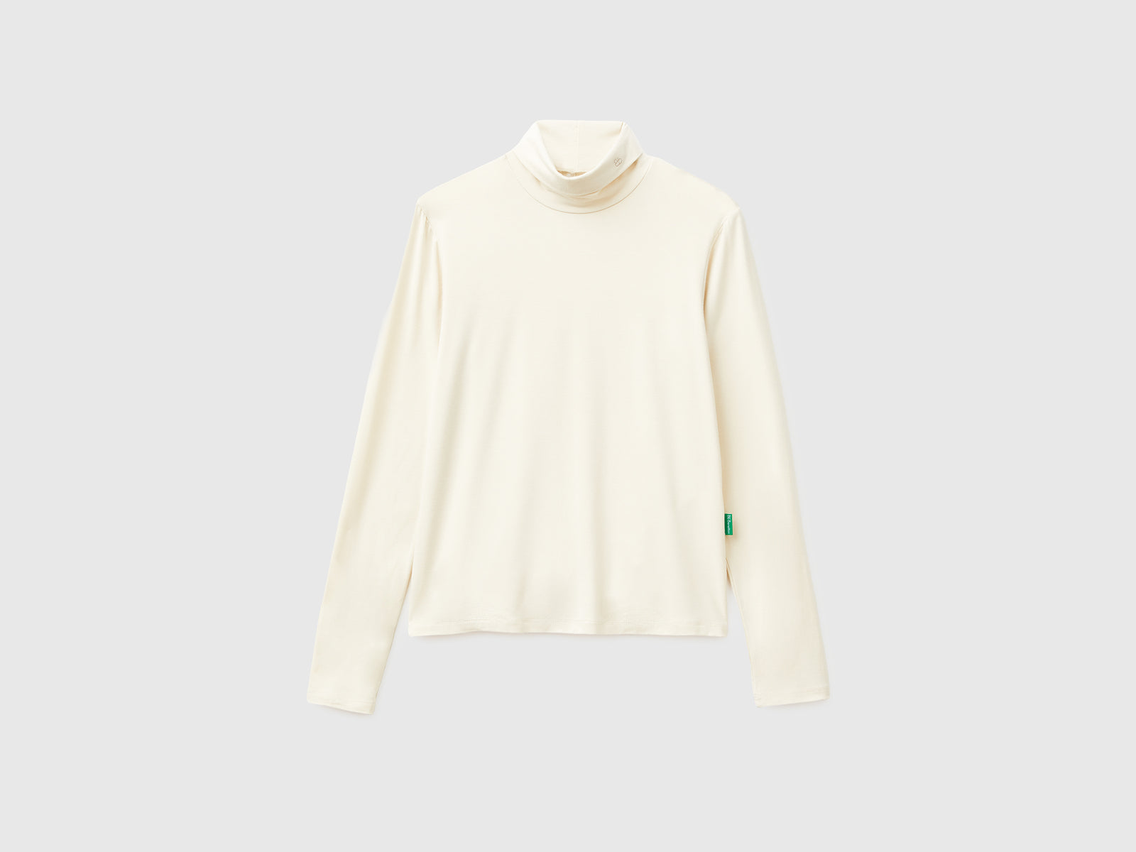 T-shirt dolcevita in viscosa stretch da donna bianco panna | Benetton Outlet