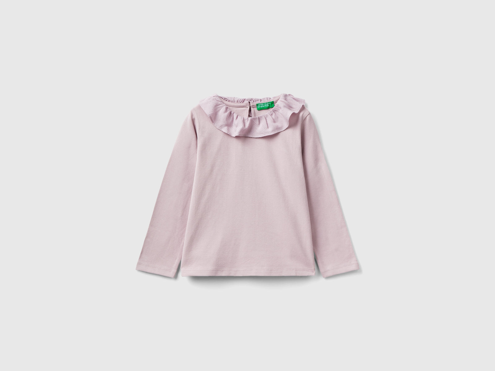 T-shirt con colletto volant da bimba rosa | Benetton Outlet