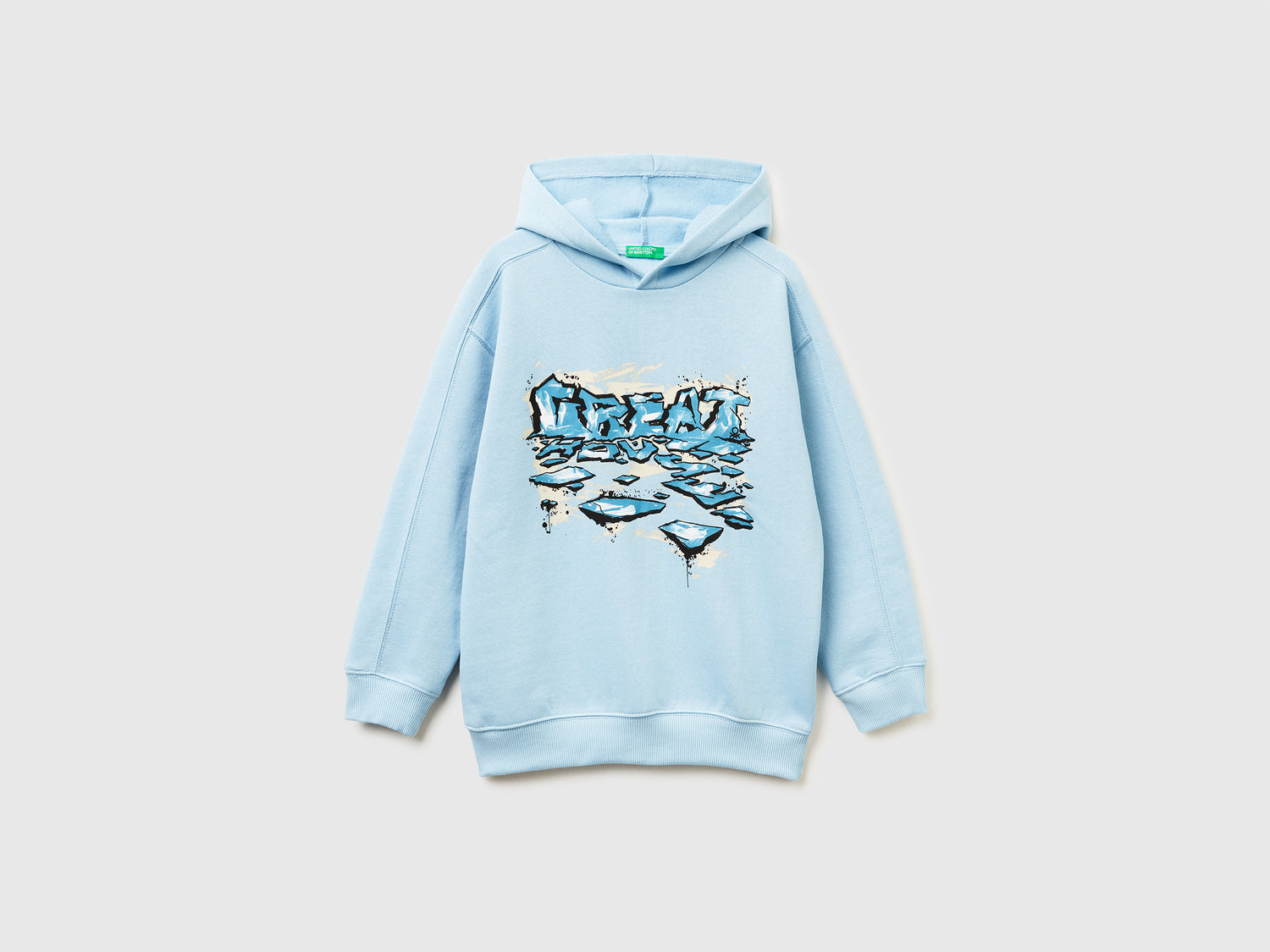 Felpa in caldo cotone con stampa da bambino azzurro | Benetton Outlet