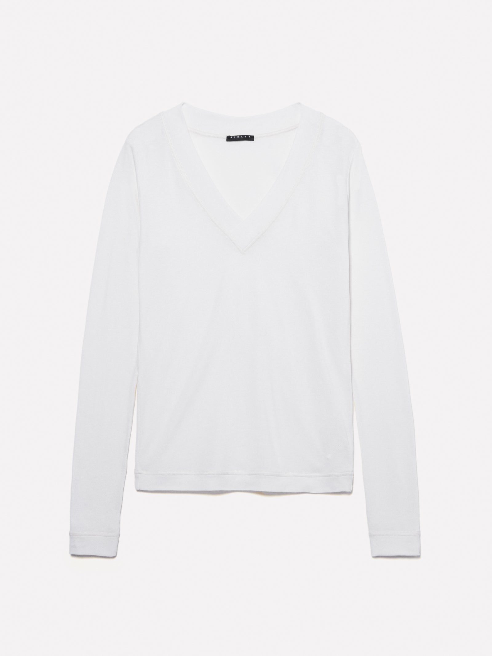 T-shirt slim fit a maniche lunghe da donna bianco panna | Sisley Outlet
