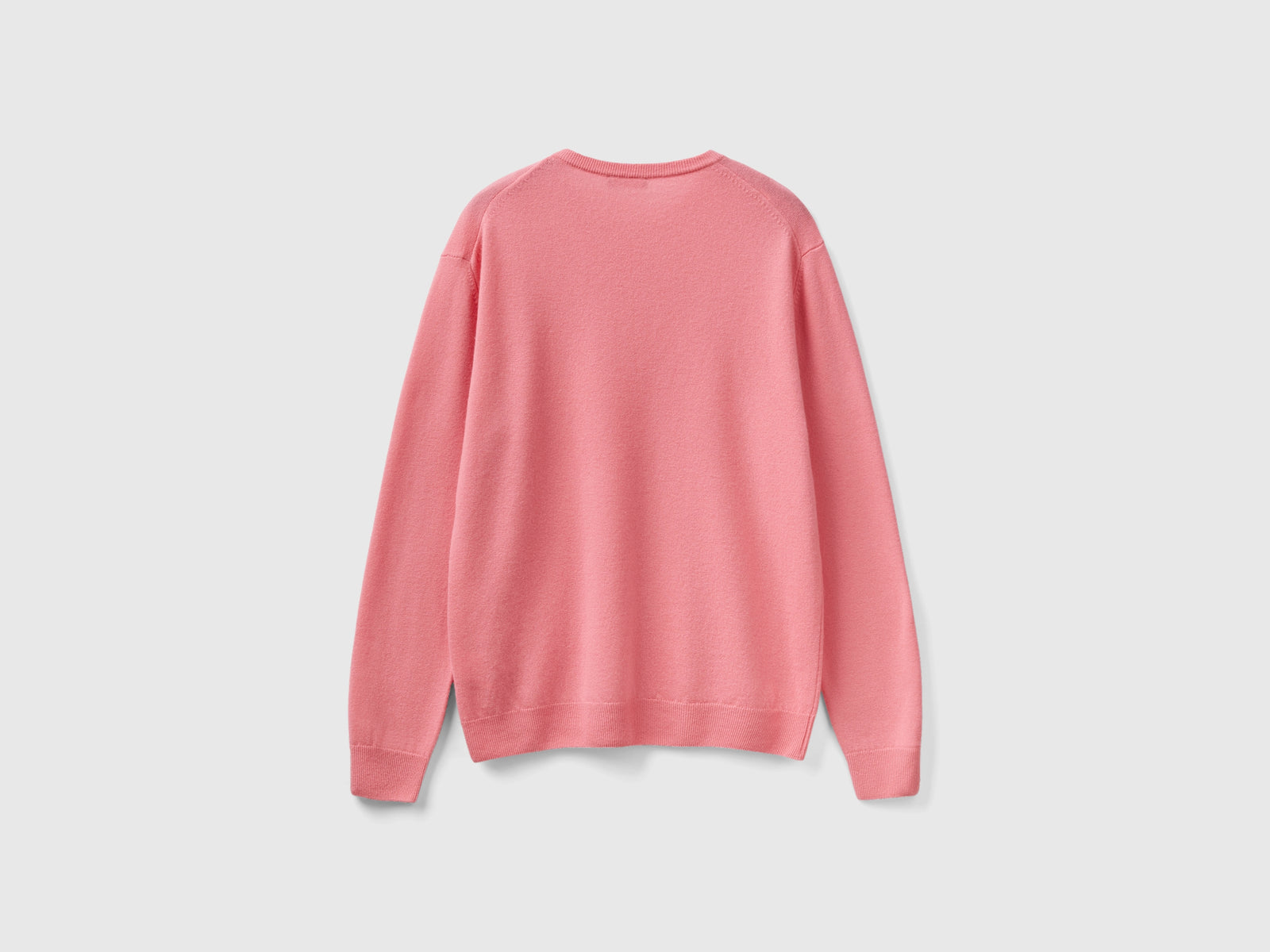 Maglia girocollo rosa in pura lana Merino da uomo salmone 2 | Benetton Outlet