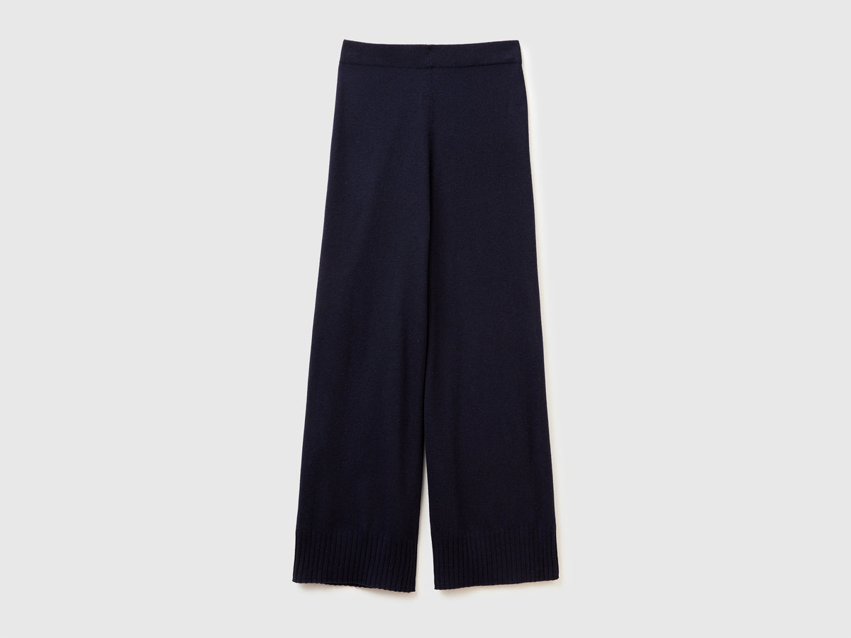 Pantaloni ampi in misto lana e cashmere