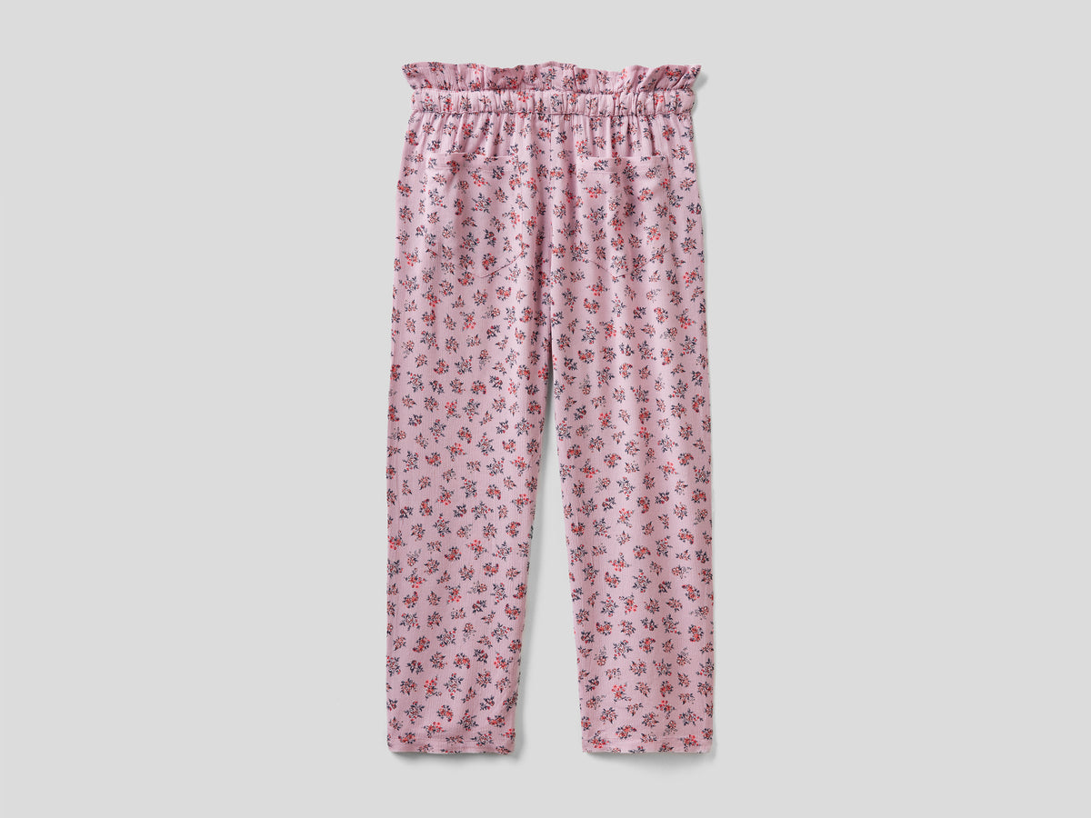Pantaloni paperbag a fiori
