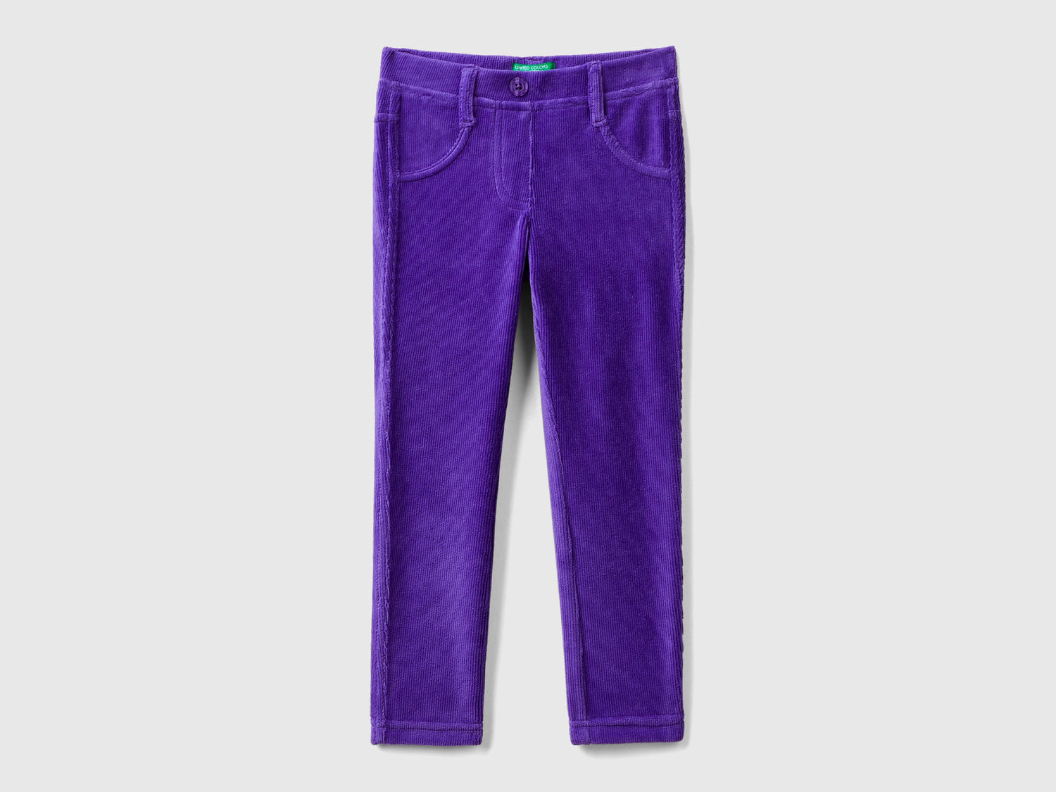 Pantaloni in ciniglia a costine da bimba viola | Benetton Outlet