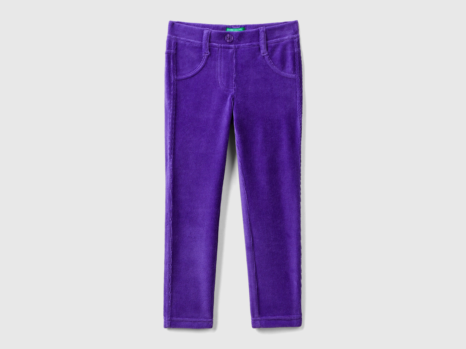 Pantaloni in ciniglia a costine da bimba viola | Benetton Outlet