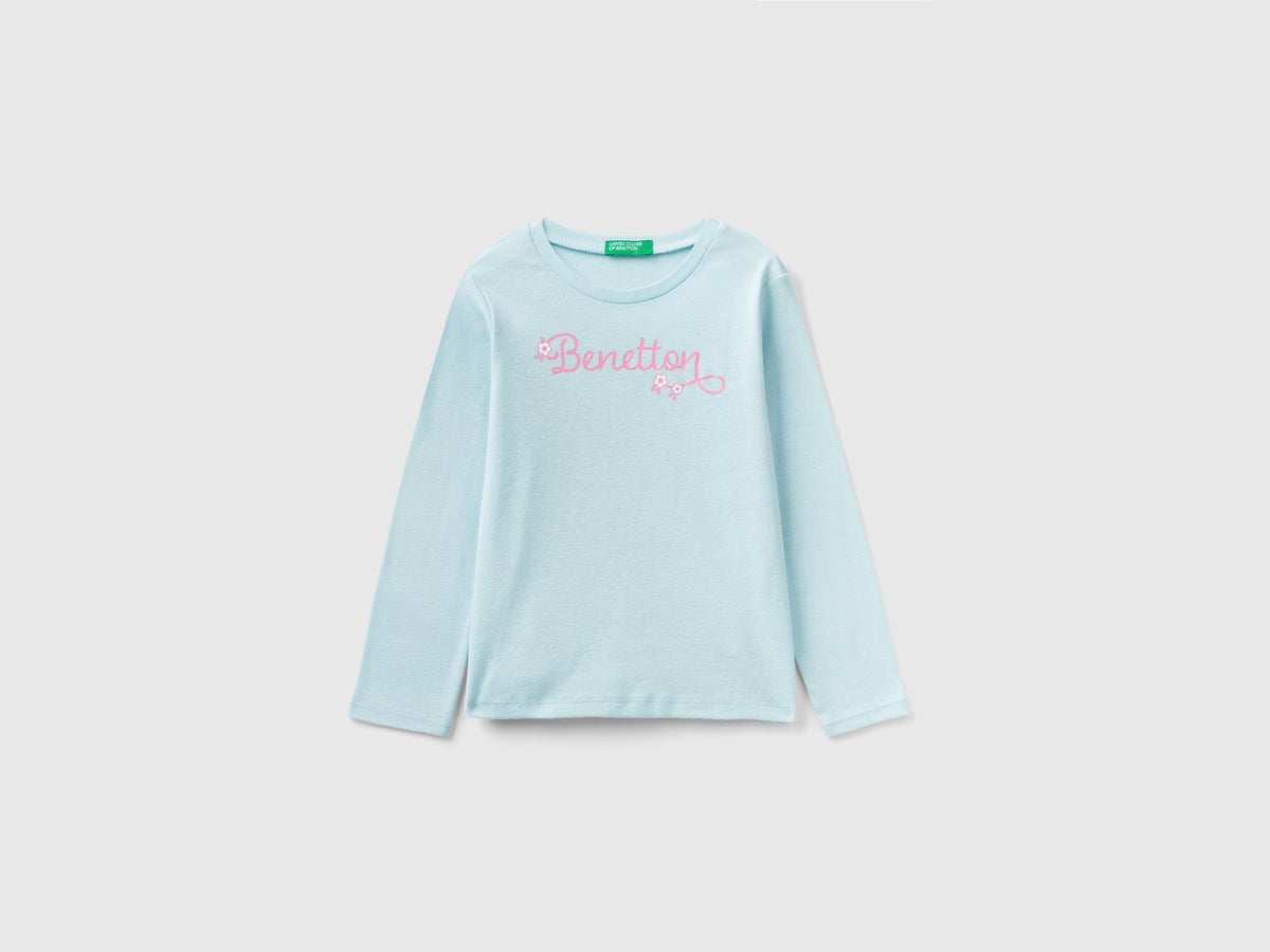 T-shirt manica lunga con stampa glitter