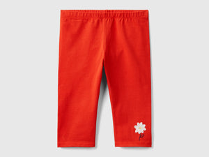 Leggings con fiori ricamati