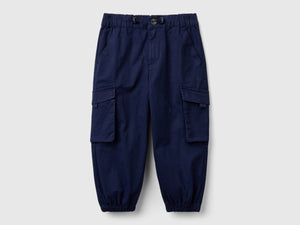 Pantaloni parachute in cotone stretch