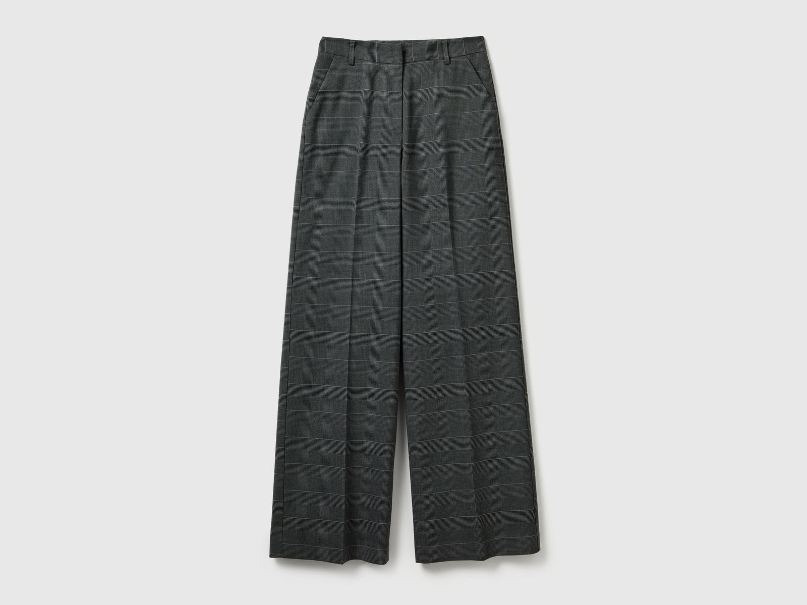 Pantaloni ampi pied de poule da donna grigio | Benetton Outlet