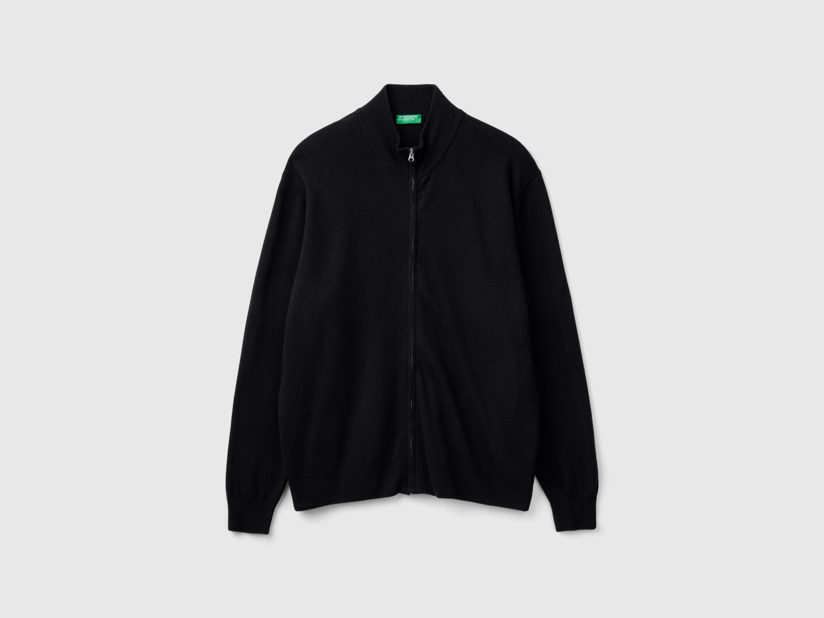 Cardigan con zip in pura lana Merino