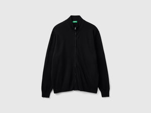 Cardigan con zip in pura lana Merino